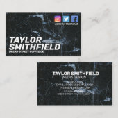 ソーシャルメディモダンア黒大理石名刺 名刺 (正面/裏面)