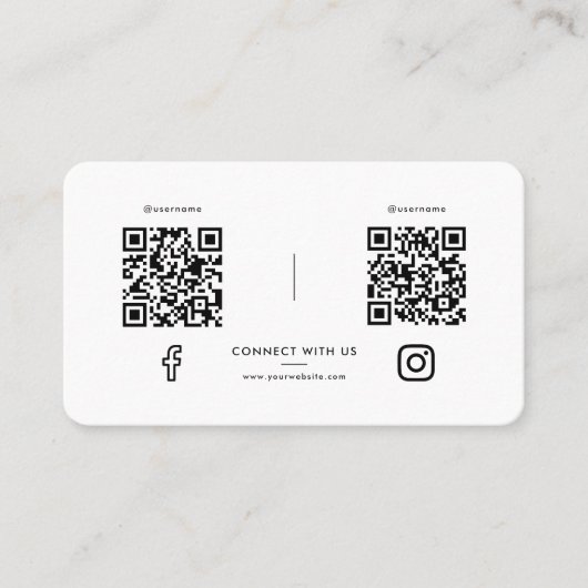 ソーシャルメディモダンアConnect with us白黒 名刺 (正面)