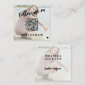 ソーシャルメディモダンアQRコードのカスタム写真 スクエア名刺 (正面/裏面)