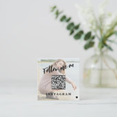 ソーシャルメディモダンアQRコードのカスタム写真 スクエア名刺 (スタンド正面)