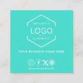 ソーシャルメディモダンアQRコードターコイズ スクエア名刺 (正面)