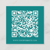ソーシャルメディモダンアQRコードティール（緑がかった色）グリーン スクエア名刺 (裏面)