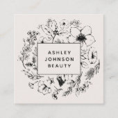 ソーシャルメディモダンアQRコード植物性赤面ブラック スクエア名刺 (正面)