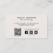 ソーシャルメディモダンアQRコード植物性赤面ブラック 名刺 (裏面)