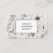 ソーシャルメディモダンアQRコード植物性赤面ブラック 名刺 (正面)