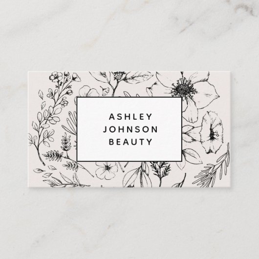 ソーシャルメディモダンアQRコード植物性赤面ブラック 名刺 (正面)