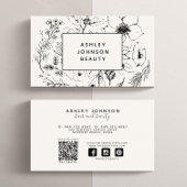 ソーシャルメディモダンアQRコード植物性赤面ブラック 名刺