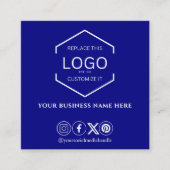 ソーシャルメディモダンアQRコードNavy Blue スクエア名刺 (正面)