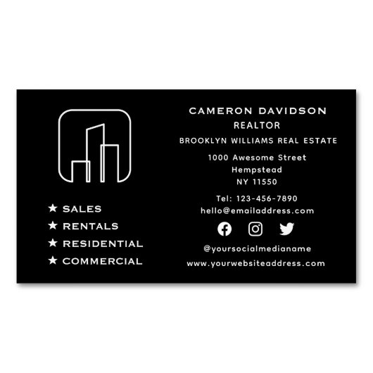 ソーシャルメディ実在アエステート代理不動産仲介業者ニューホーム マグネット名刺 (正面)