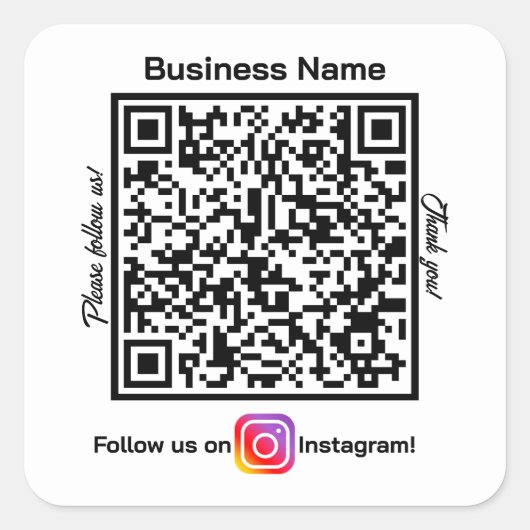 ソーシャルメディ後を追アインスタグラムでQRコード スクエアシール (正面)