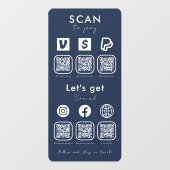 ソーシャルメディ数々のアのネイビーブルーを支払うQRコードスキャン ウィンドウサイン (シート)