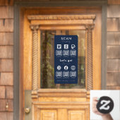 ソーシャルメディ数々のアのネイビーブルーを支払うQRコードスキャン ウィンドウサイン (ホームデコレーション)