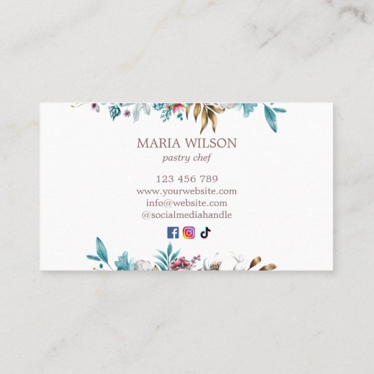 ソーシャルメディ素朴アアイコンパティシエ転がシェフのピン 名刺 (裏面)