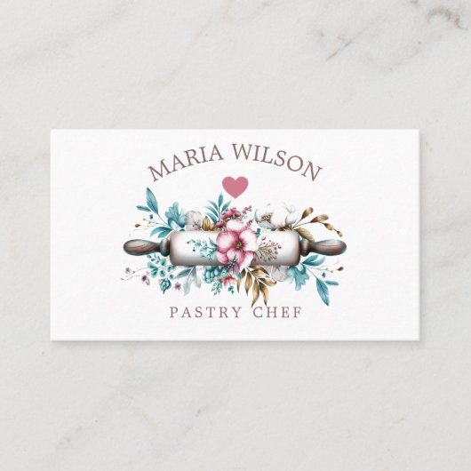 ソーシャルメディ素朴アアイコンパティシエ転がシェフのピン 名刺 (正面)