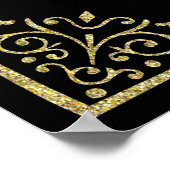 ソーシャルメディ結婚アのサインエレガント金ゴールドグリッター ポスター (角)