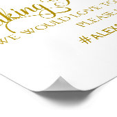 ソーシャルメディ結婚アのハッシュタグの署名peonyバラ標識 ポスター (角)