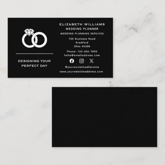 ソーシャルメディ結婚アのリングや輪イベントプランナー計画 名刺 (正面/裏面)