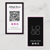 ソーシャルメディ縁どアで厚い接続Pink QR 名刺 (正面/裏面)