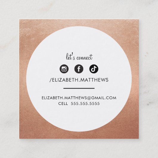 ソーシャルメディ縁どアクルのスタイリッシュバラ金ゴールド スクエア名刺 (裏面)