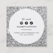 ソーシャルメディ縁どアサークル黒銀グリッター スクエア名刺 (裏面)