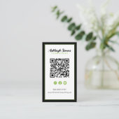 ソーシャルメディ縁どア上の厚い接続グリーンQR 名刺 (スタンド正面)