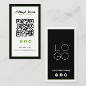 ソーシャルメディ縁どア上の厚い接続グリーンQR 名刺 (正面/裏面)