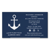 ソーシャルメディ航海のアブルーホワイトいかりボートヨット マグネット名刺 (正面)