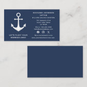 ソーシャルメディ航海のアブルーホワイトいかりボートヨット 名刺 (正面/裏面)