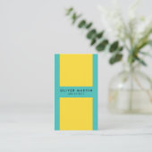 ソーシャルメディ鮮やかアカラーブロックイエローターコイズ 名刺 (スタンド正面)