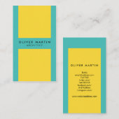 ソーシャルメディ鮮やかアカラーブロックイエローターコイズ 名刺 (正面/裏面)