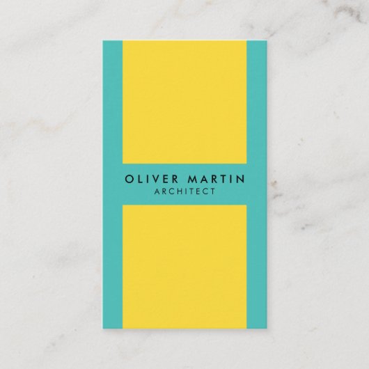 ソーシャルメディ鮮やかアカラーブロックイエローターコイズ 名刺 (正面)