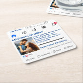 ソーシャルメモダンディアカスタムメッセージ結婚式の引き出物 スクエアペーパーコースター (アングル)