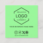 ソーシャルメモダンミニマルディアQRコード石灰グリーン スクエア名刺 (正面)