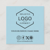 ソーシャルメモダンミニマルディアQRコード薄い青 スクエア名刺 (正面)