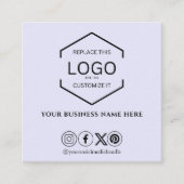 ソーシャルメモダンミニマルディアQRコード薄紫紫 スクエア名刺 (正面)