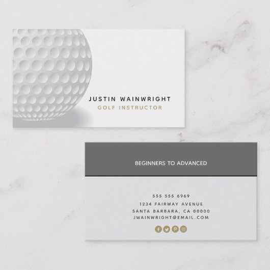 ソーシャルモダンメディアグレーのゴルフコーチ 名刺 (正面/裏面)