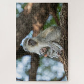 ソーシャルモンキー - アフリカの動物写真 ジグソーパズル (縦)