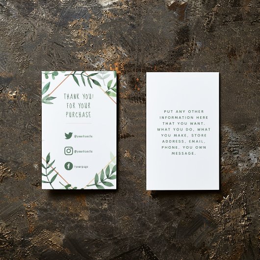 ソーシャルリンク、緑葉のOrder Insert Card。 エンクロージャーカード