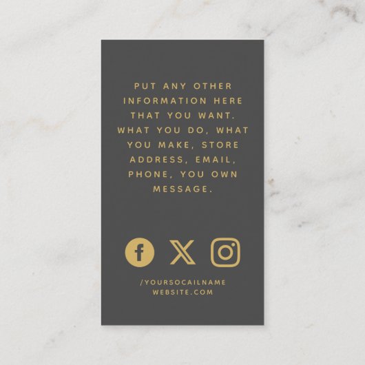 ソーシャルロゴのグレーと金ゴールドの注文 エンクロージャーカード (裏面)