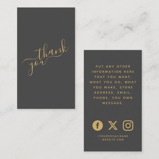 ソーシャルロゴのグレーと金ゴールドの注文 エンクロージャーカード (正面/裏面)