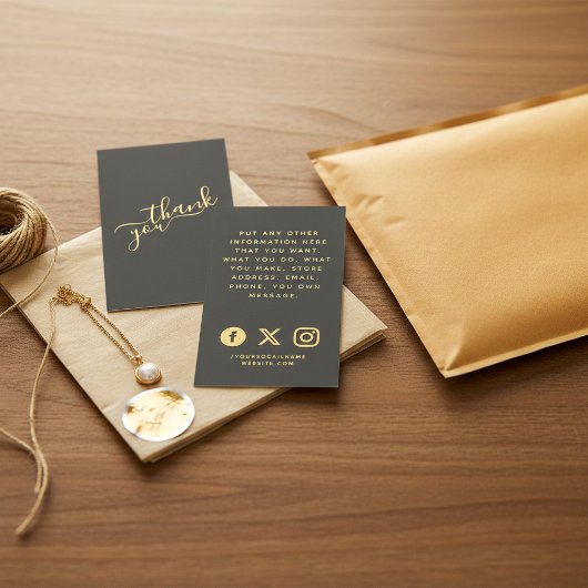 ソーシャルロゴのグレーと金ゴールドの注文 エンクロージャーカード