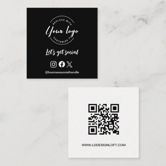 ソーシャルロゴソーシャルメディアのウェブサイトQRコードを取得しよう スクエア名刺 (正面/裏面)