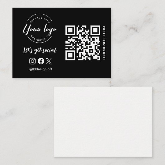 ソーシャルロゴソーシャルメディアのウェブサイトQRコードを取得しよう 名刺 (正面/裏面)