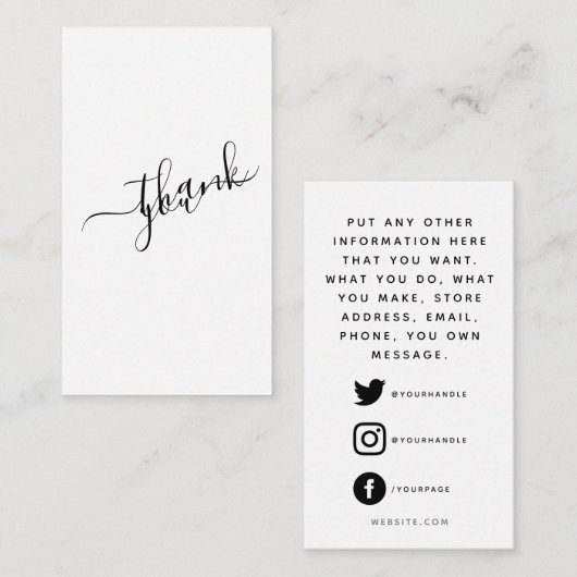 ソーシャルロゴ、白黒のお客様の注文 エンクロージャーカード (正面/裏面)