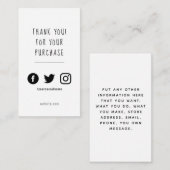 ソーシャルロゴ、白黒の注文評価 エンクロージャーカード (正面/裏面)