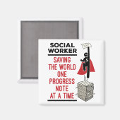 ソーシャルワーおもしろいカーの進捗状況メモソーシャルワーク マグネット (正面/裏面)