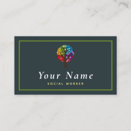 ソーシャルワーカカラフルーツリーフォレストモダン自然 名刺