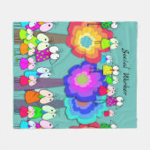 ソーシャルワーカーお洒落鳥 フリースブランケット (正面(横))