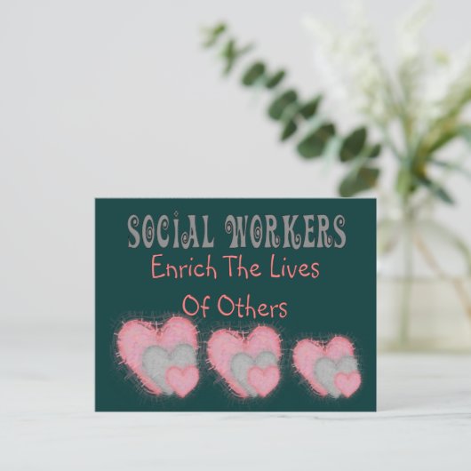 ソーシャルワーカーのギフト「他者の生活を豊かにする」 ポストカード (スタンド正面)