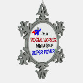 ソーシャルワーカーのユーモア スノーフレークピューターオーナメント (左)